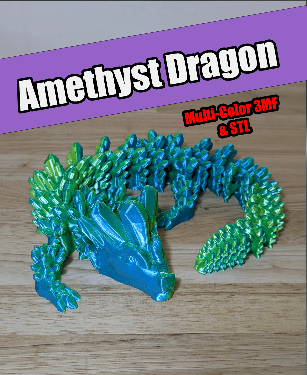 Amethyst Dragon - Articulated Dragon 3d model