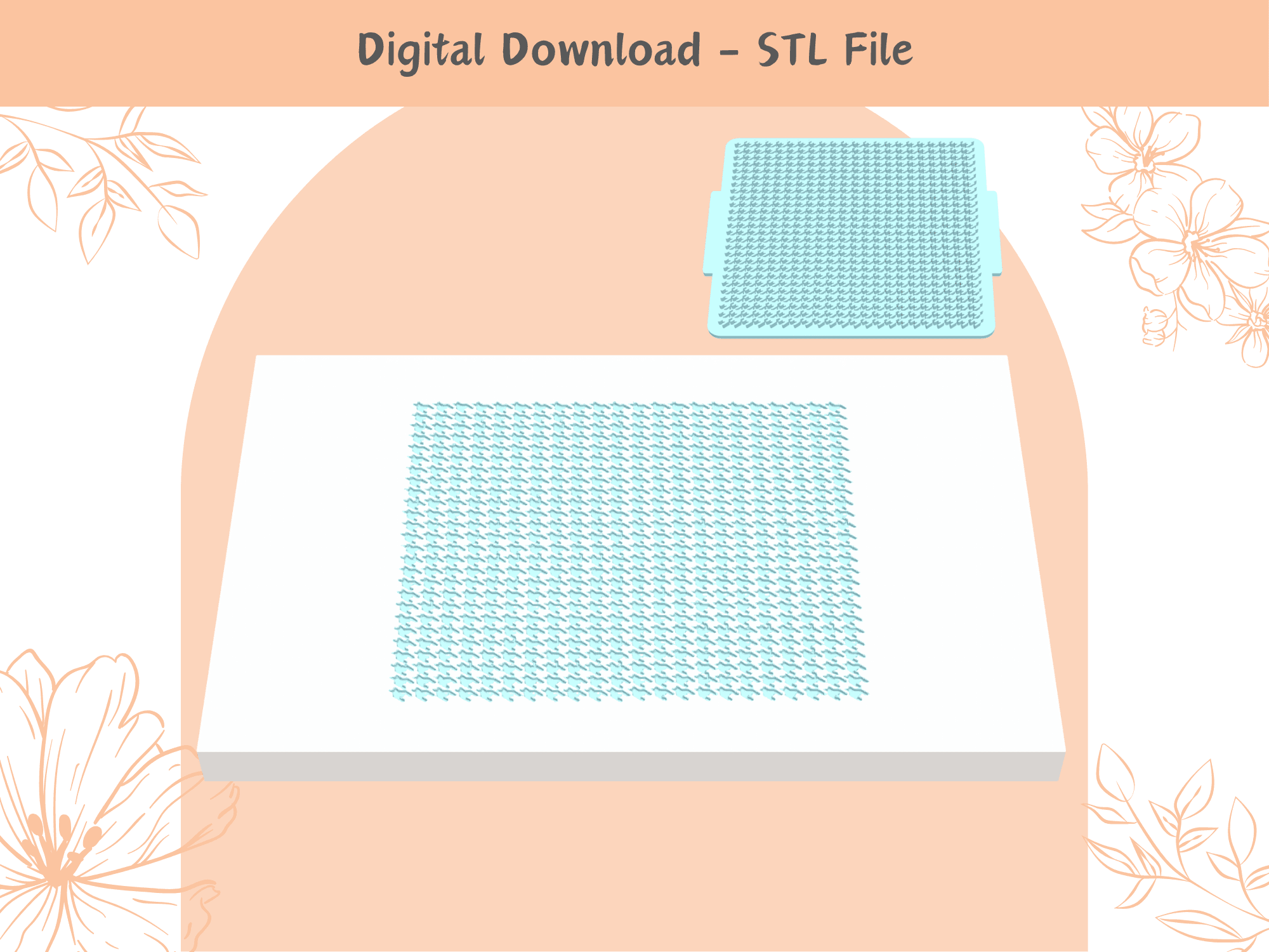 Houndstooth Texture Mat | STL File | Clay Embossing Stamp | Unique Pattern | Polymer Clay Earrings | 3d model