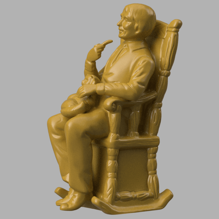 Men chair and cat 3d model