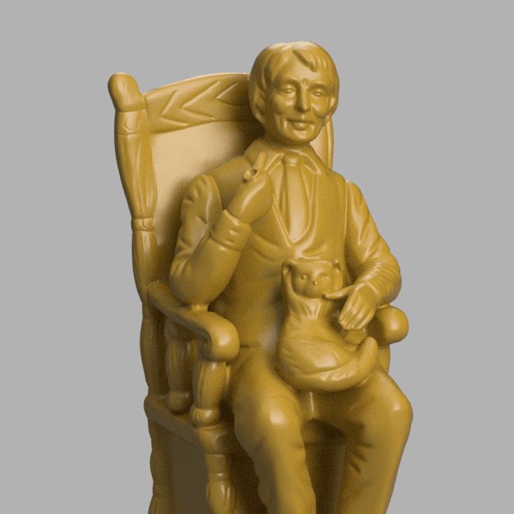 Men chair and cat 3d model