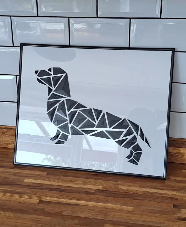 “Dachshund style” - Geometric dog wall art 3d model