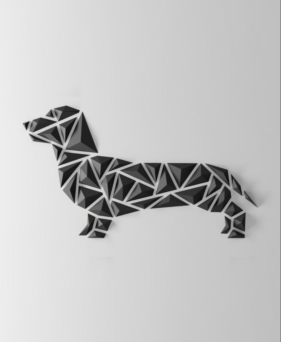 “Dachshund style” - Geometric dog wall art 3d model