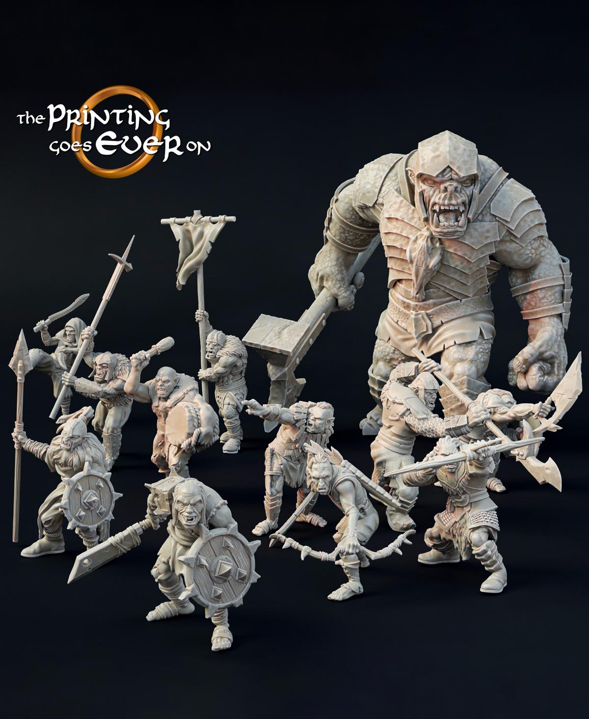 Orc Warband with War Troll 3d model