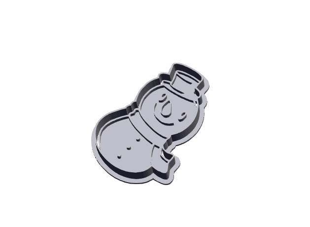 Snowman - Cookie Cutter with Stamp 3d model