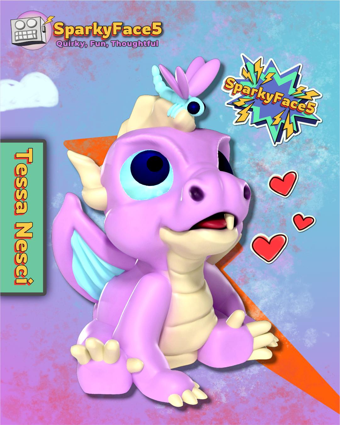 Bo the Baby Dragon and Peep the Dragonfly 3d model