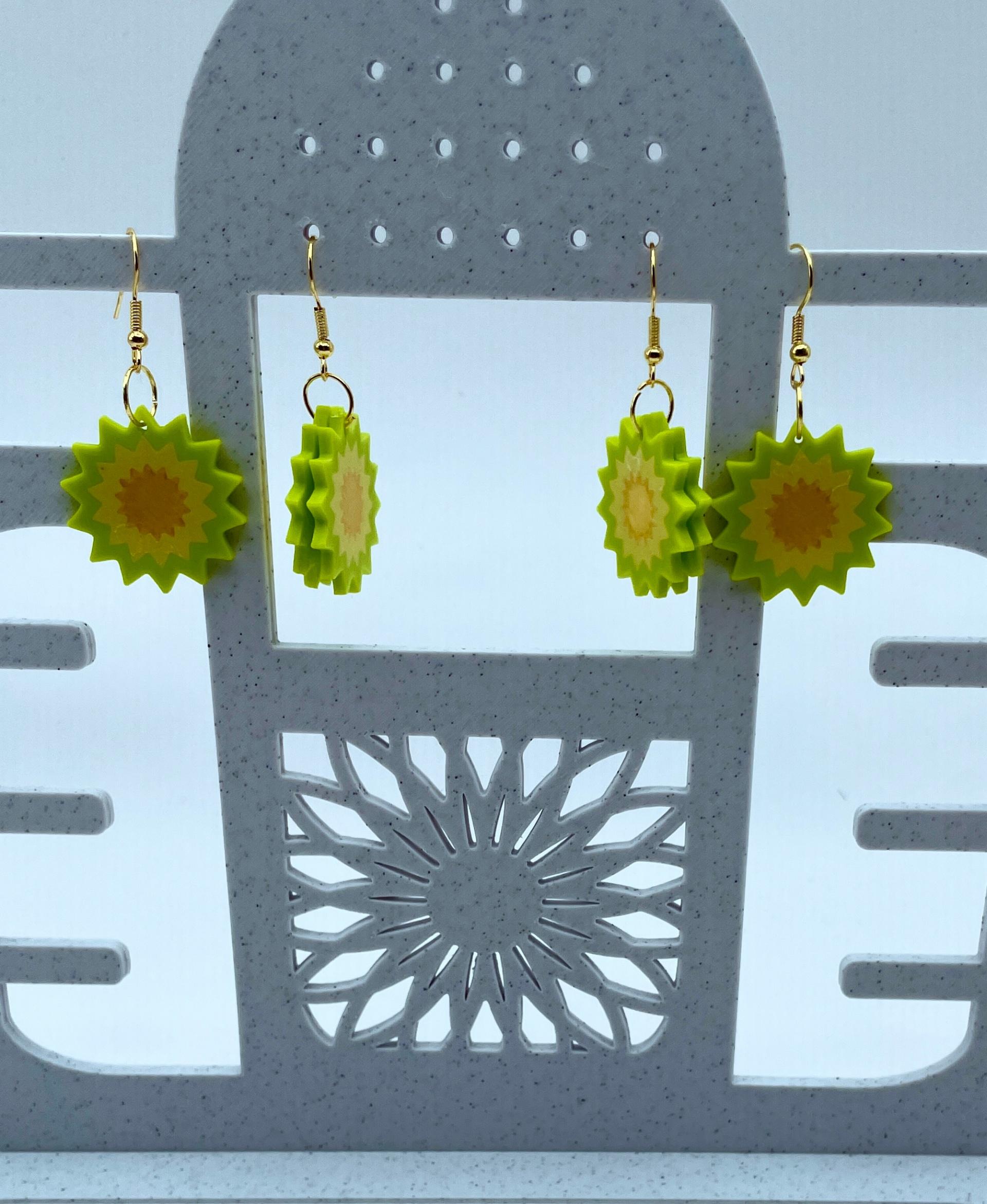 Star and Sun 3D Printed Earrings 3d model