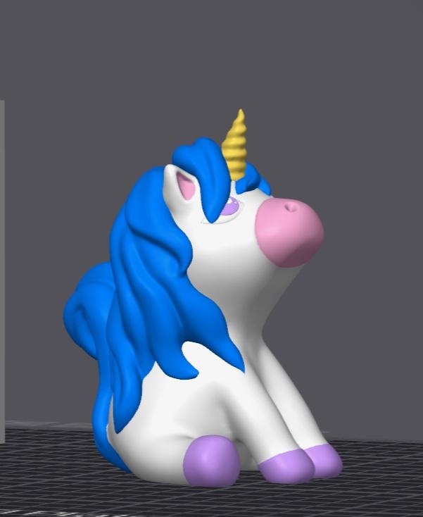 Cute Unicorn MMU Split + Bambu 3mf (No Supports) 3d model