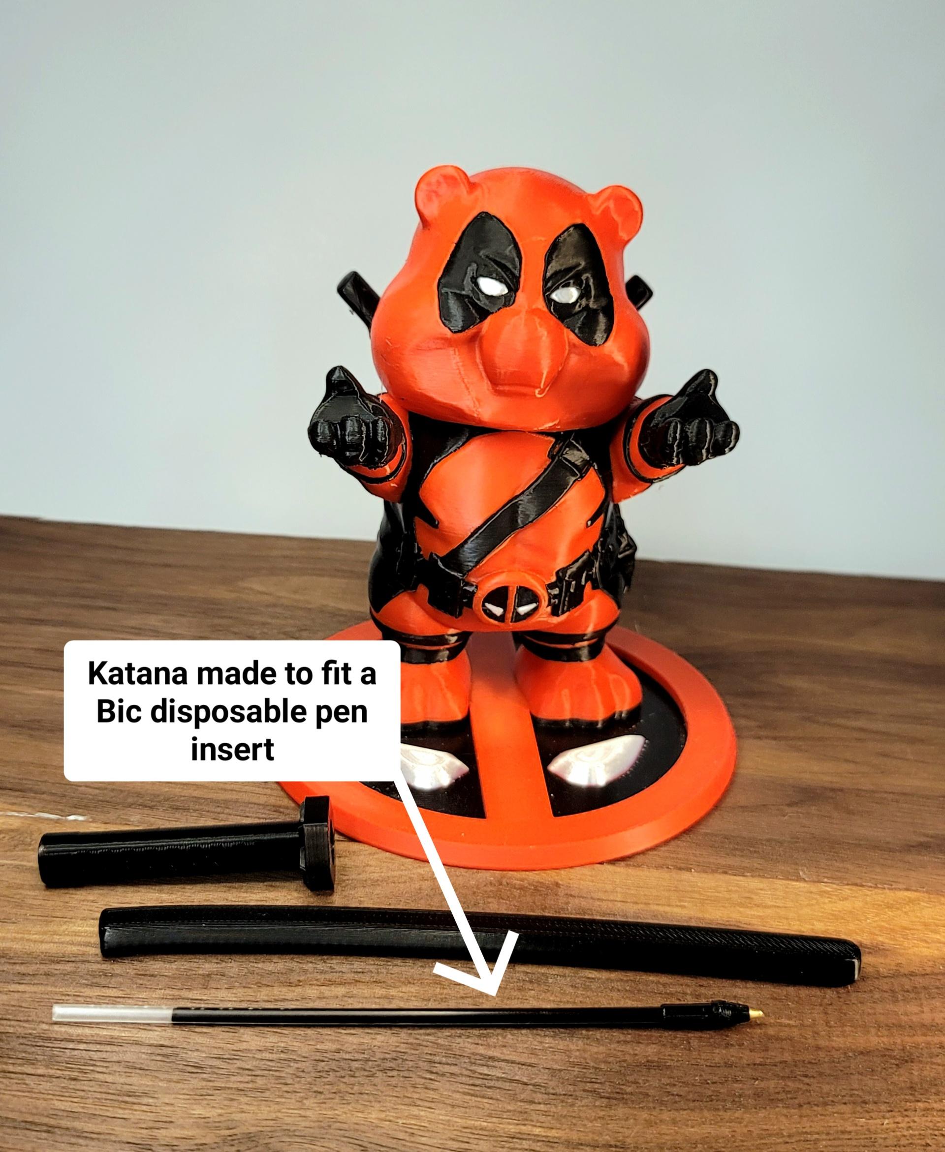 Deadpool bear with katana pen holder  3d model