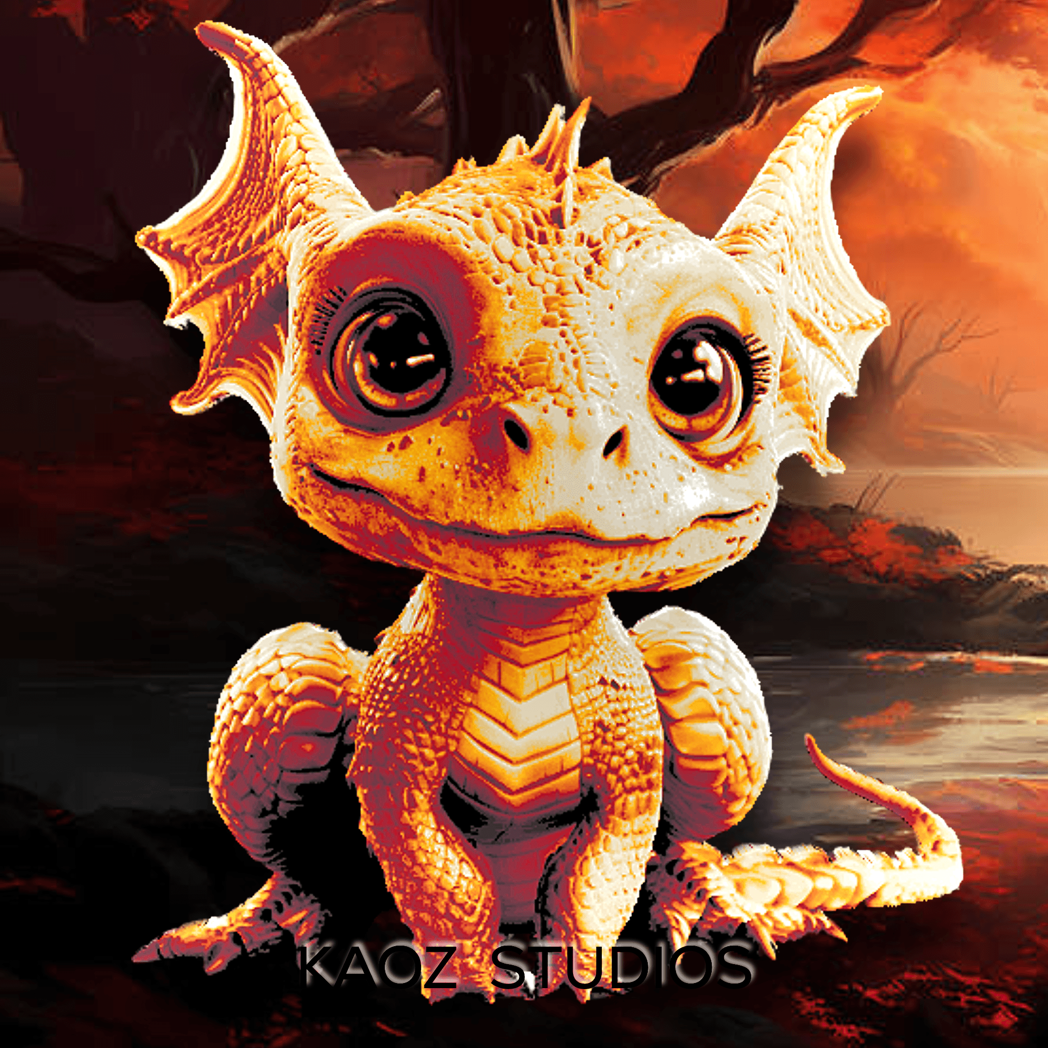 Baby Fire Dragon Elemental Dragon Decoration Full Color Print Decor 3d model