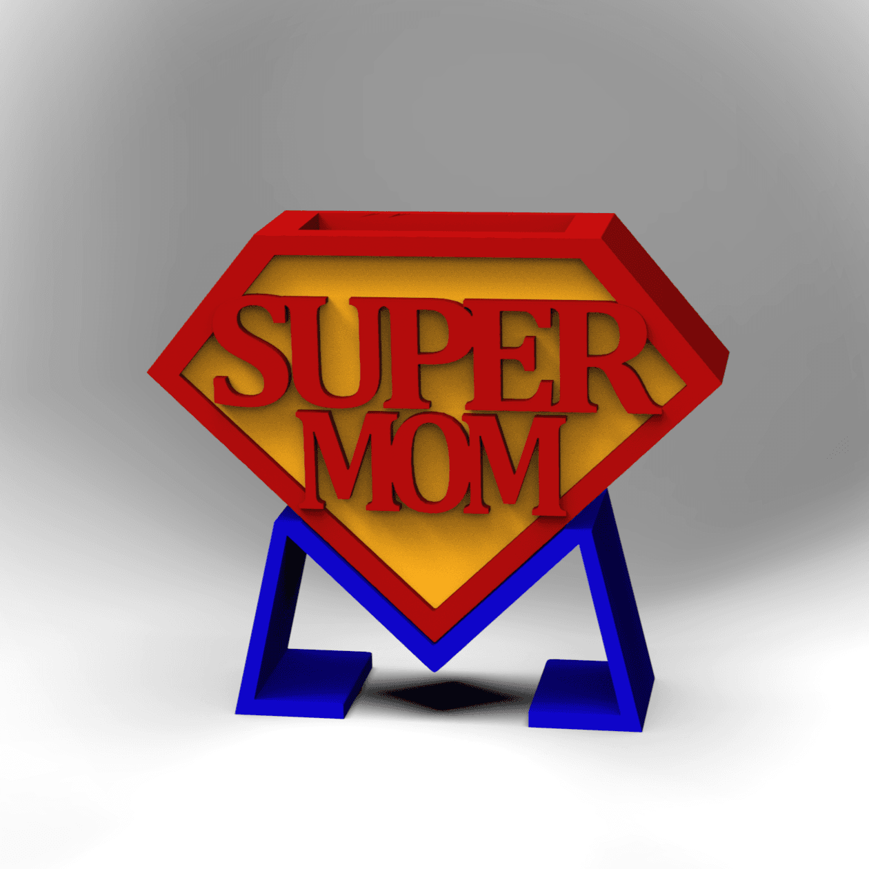 Supermom Desk Organizer/Pen Holder (MMU 3mf + 3 Variations) 3d model