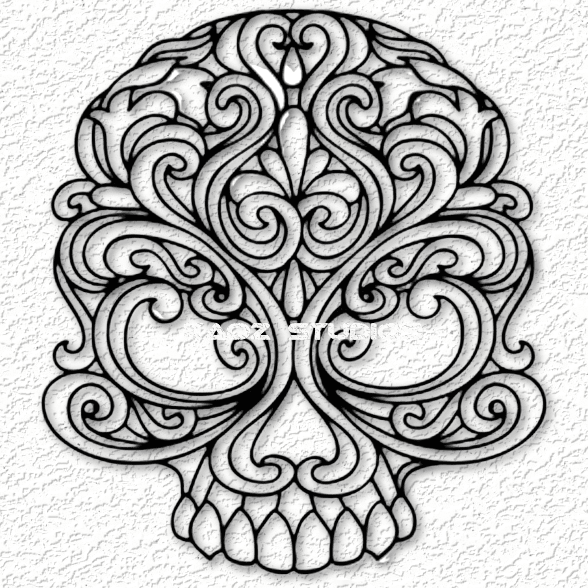 celtic skull wall art 3d model