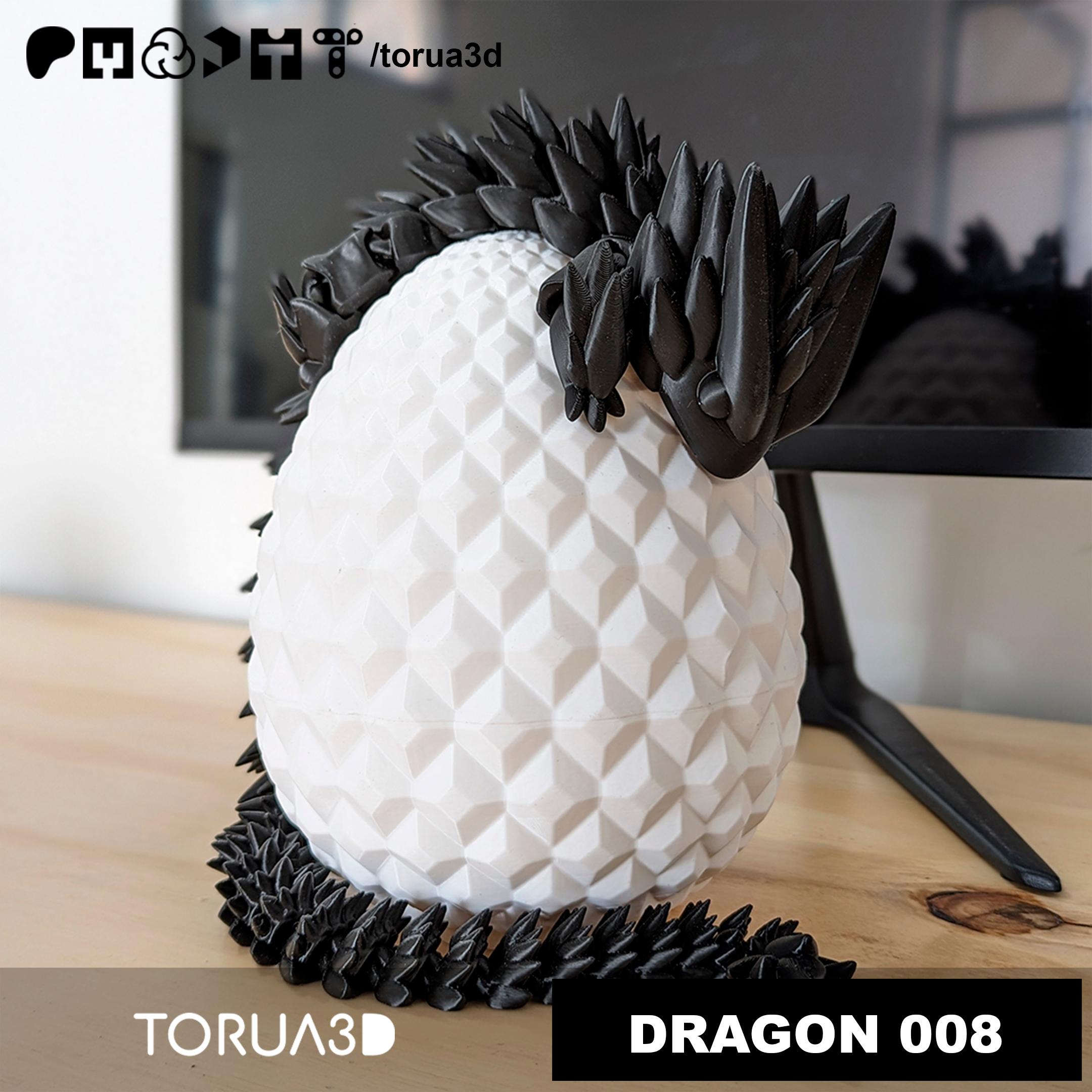 Articulated Dragon 008 And Dragon egg 009 - No supports - STL - Print in place 3d model