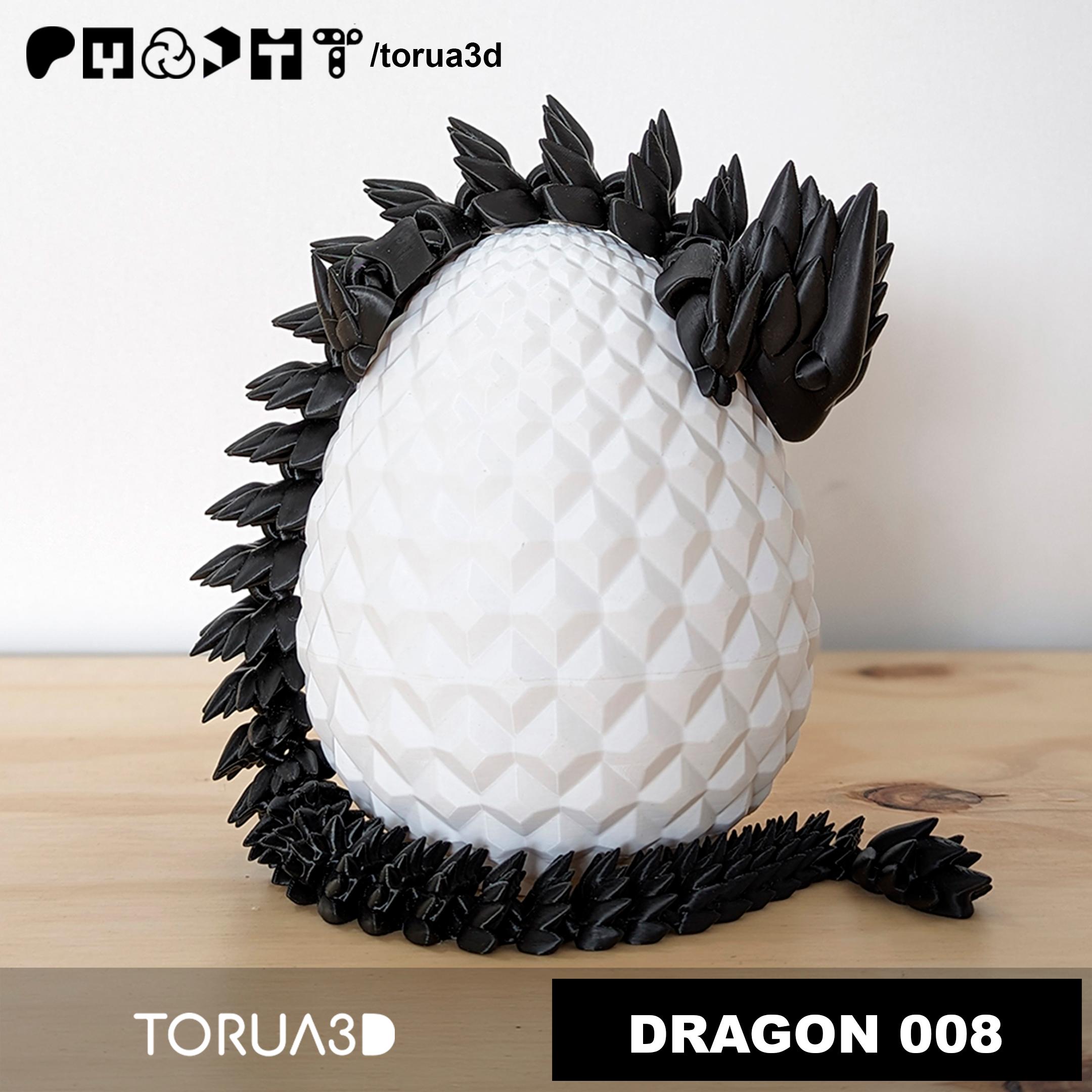 Articulated Dragon 008 And Dragon egg 009 - No supports - STL - Print in place 3d model