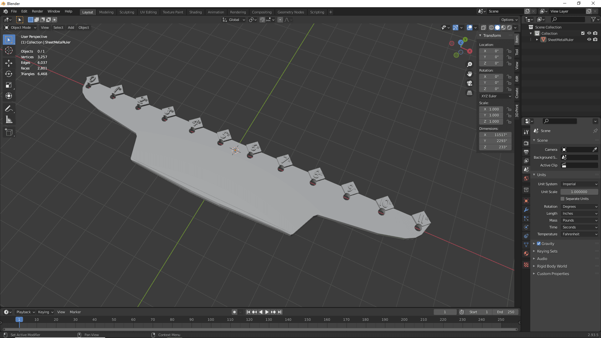 Sheet Metal Ruler and Corner Notch and Radius Marker Tools 3d model