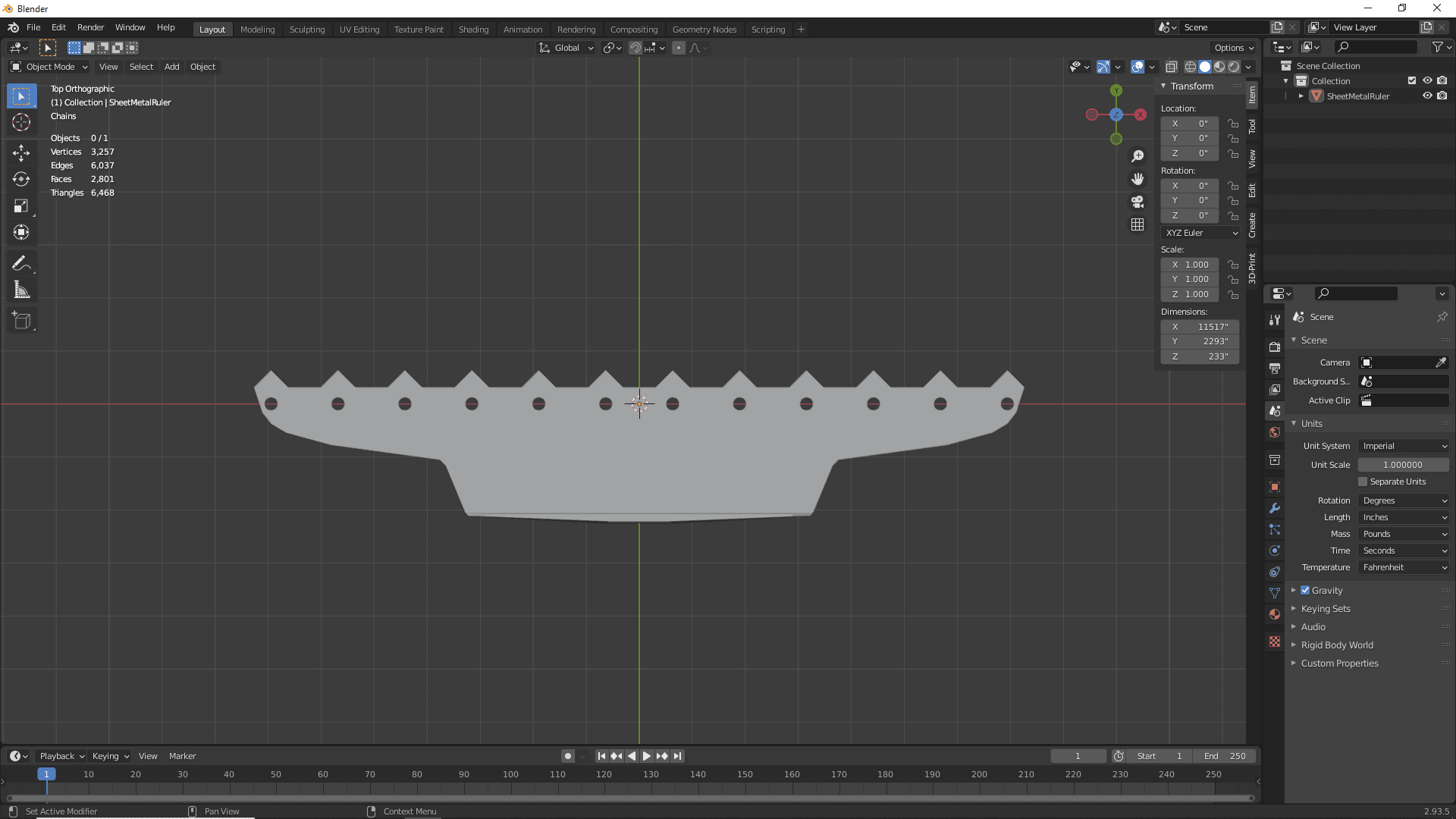 Sheet Metal Ruler and Corner Notch and Radius Marker Tools 3d model