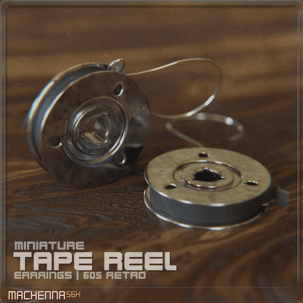 Retro Tape Reel Earrings | 60s Retro 3d model