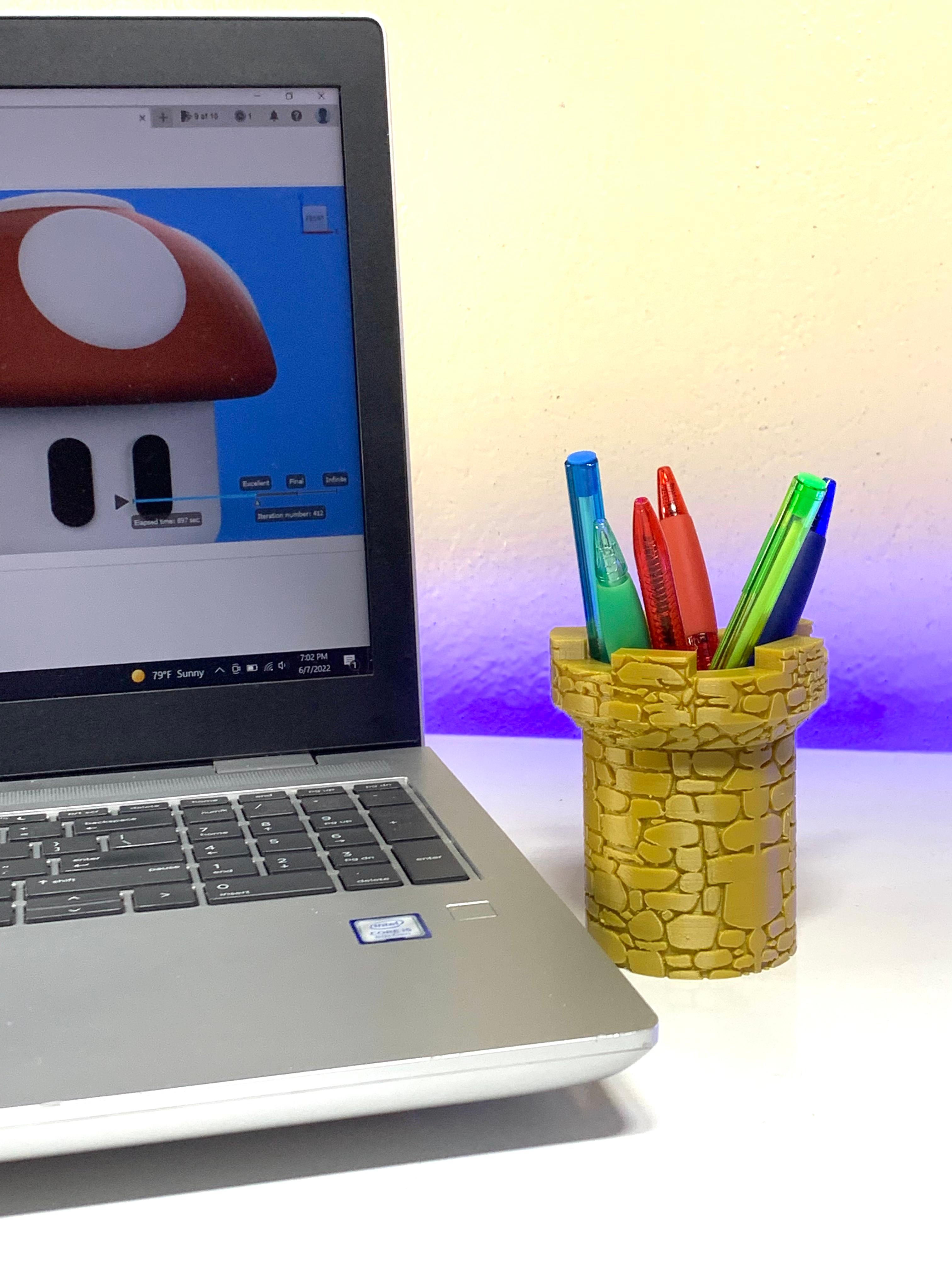 castle tower pen holder 3d model