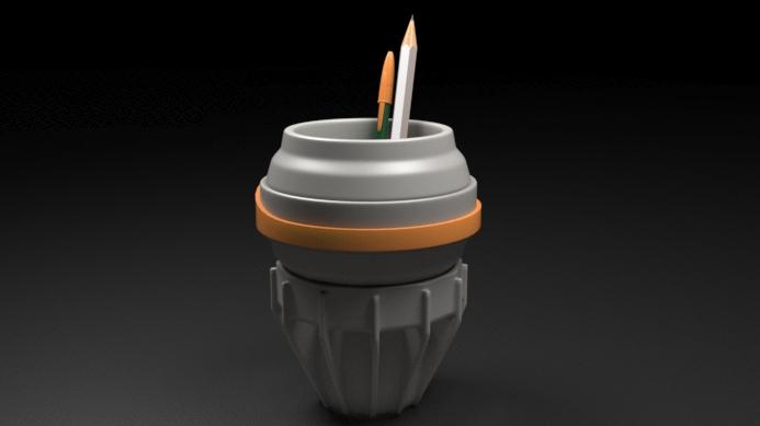 Ship Engine Pen Holder 3 parts 3d model