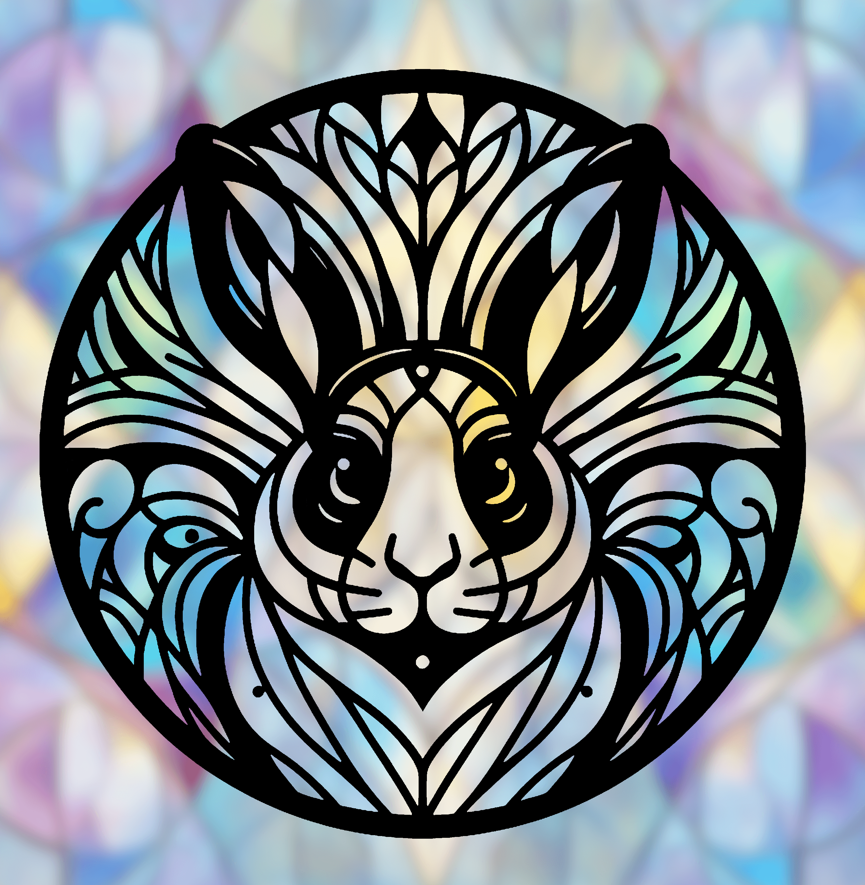 Rabbit Mandala Art – 2D geometric wallart (Stained Glass Style) 3d model