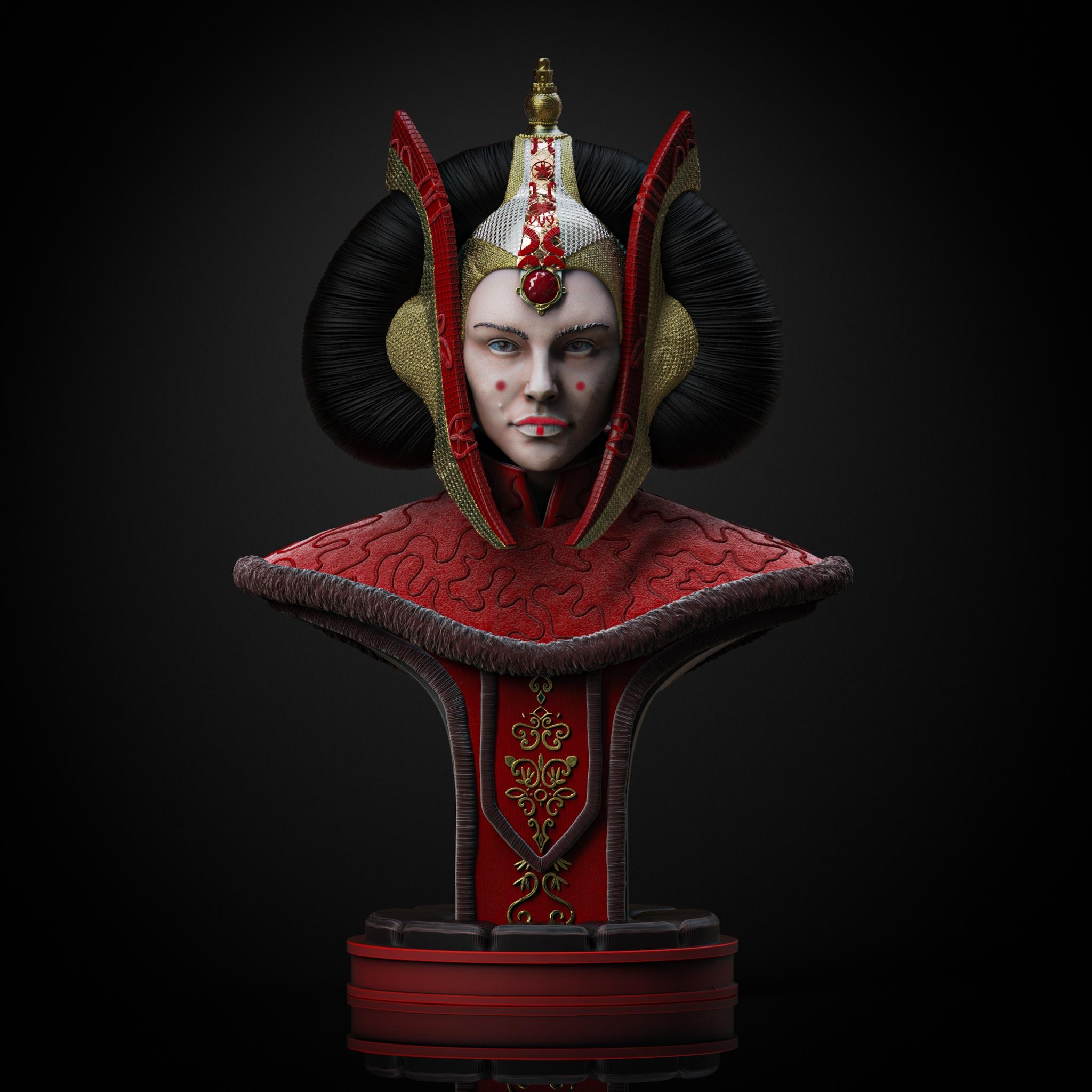 Queen Amidala bust (Pre-Supported) 3d model