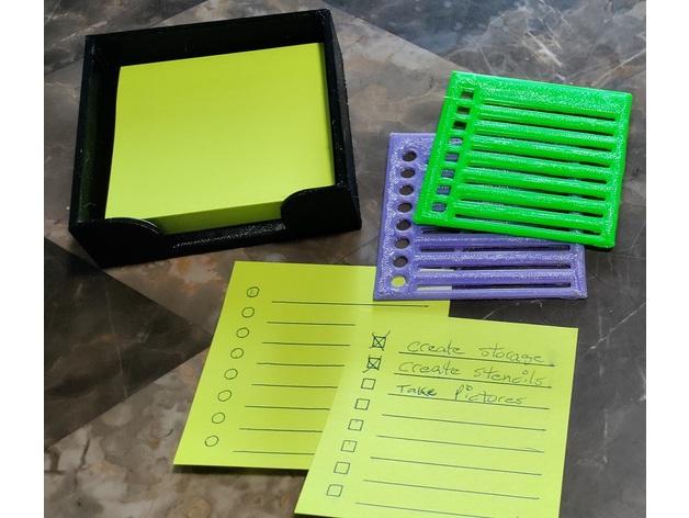 Sticky Note Storage with Stencils 3d model