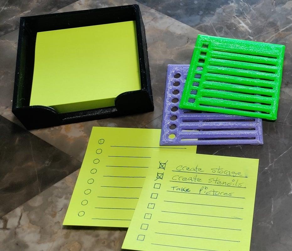 Sticky Note Storage with Stencils 3d model