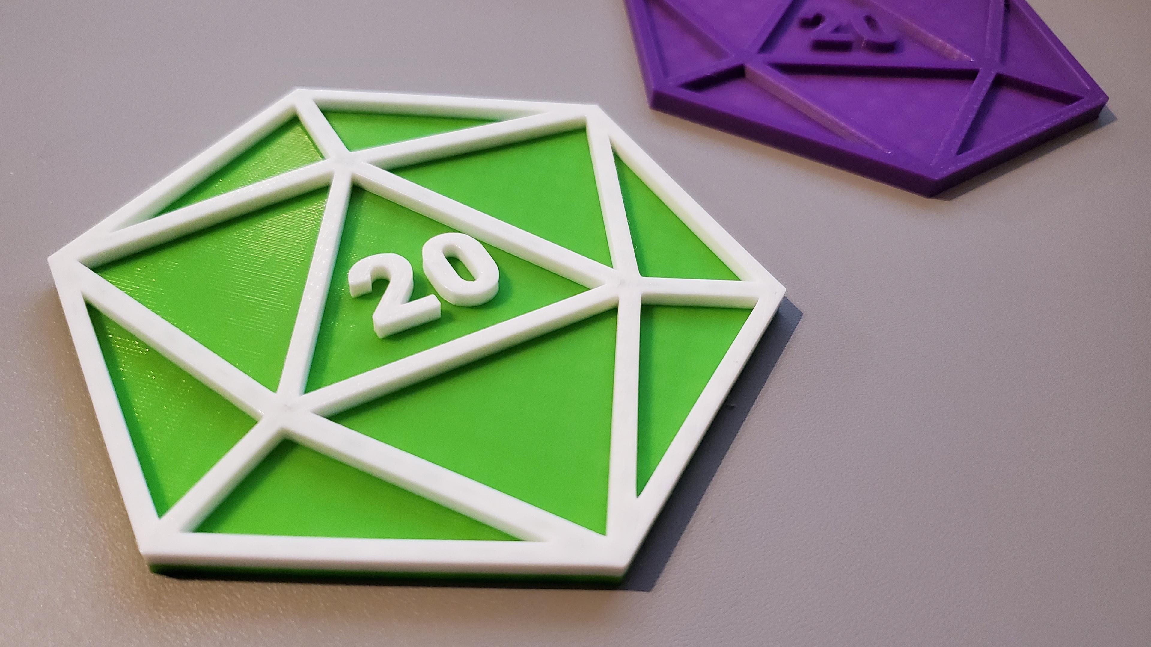 Multi-color d20 coaster 3d model