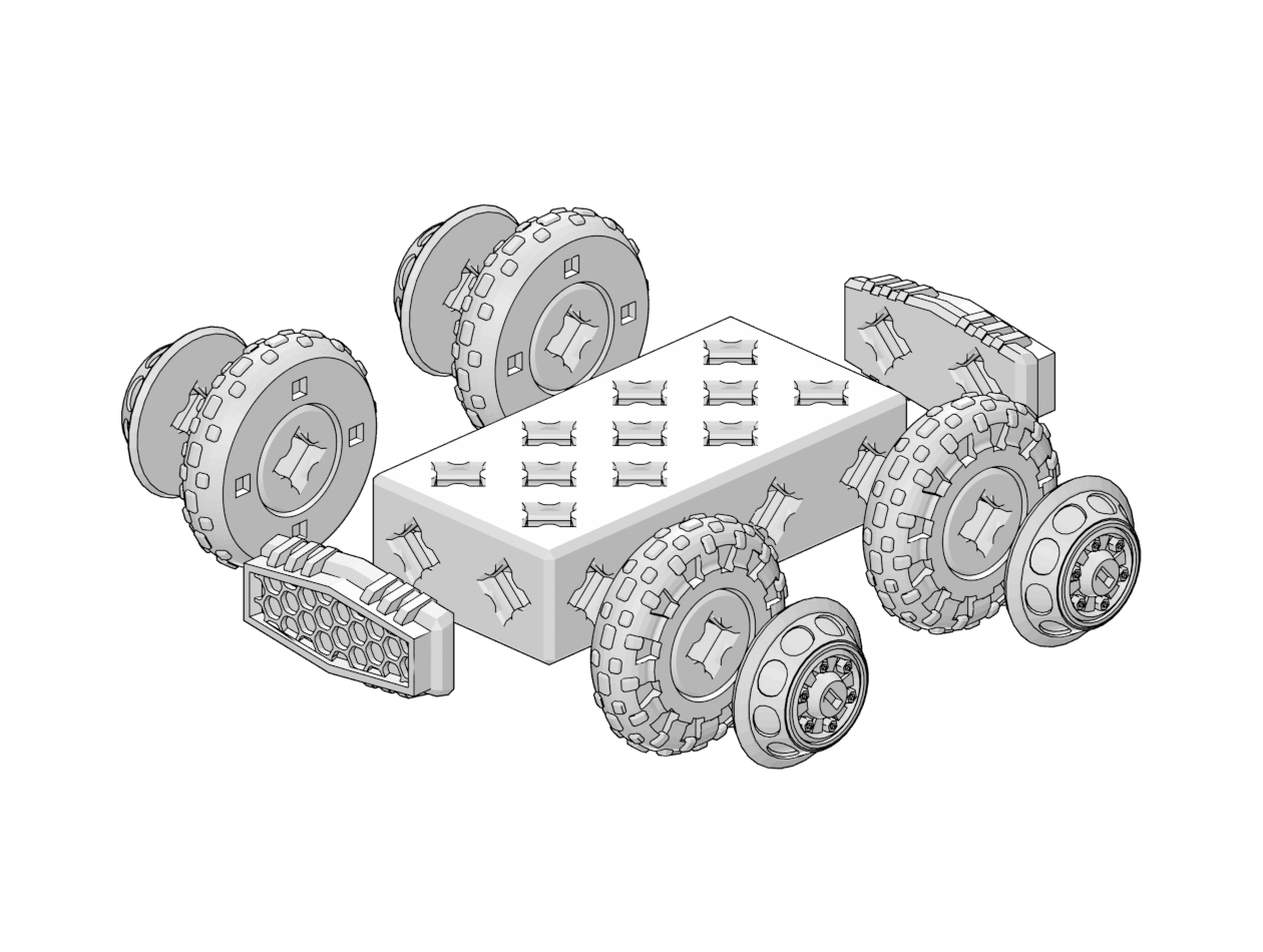 PrintABlok Moon Buggy Articulated Vehicle Construction Set 3d model