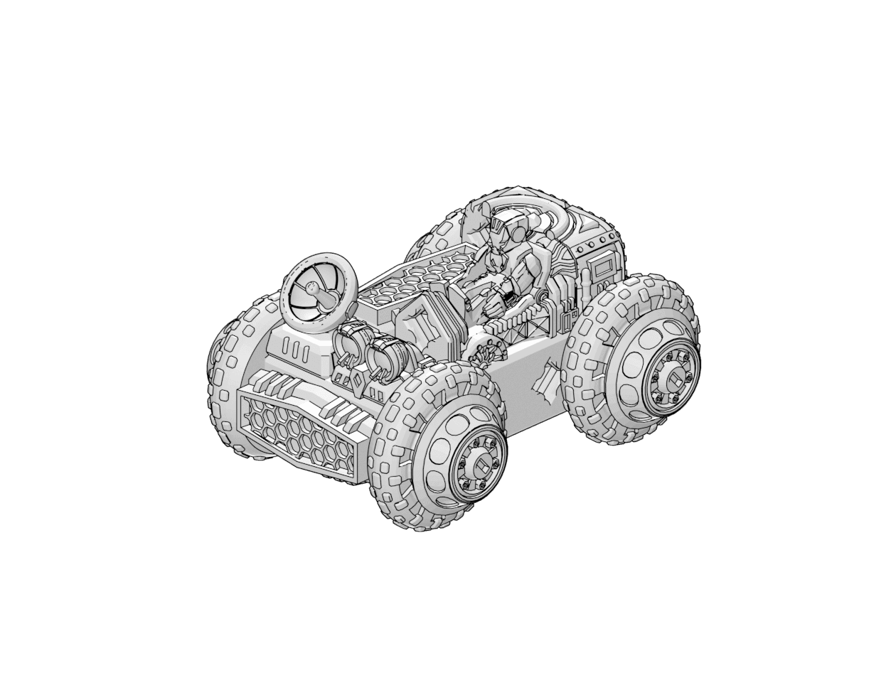 PrintABlok Moon Buggy Articulated Vehicle Construction Set 3d model