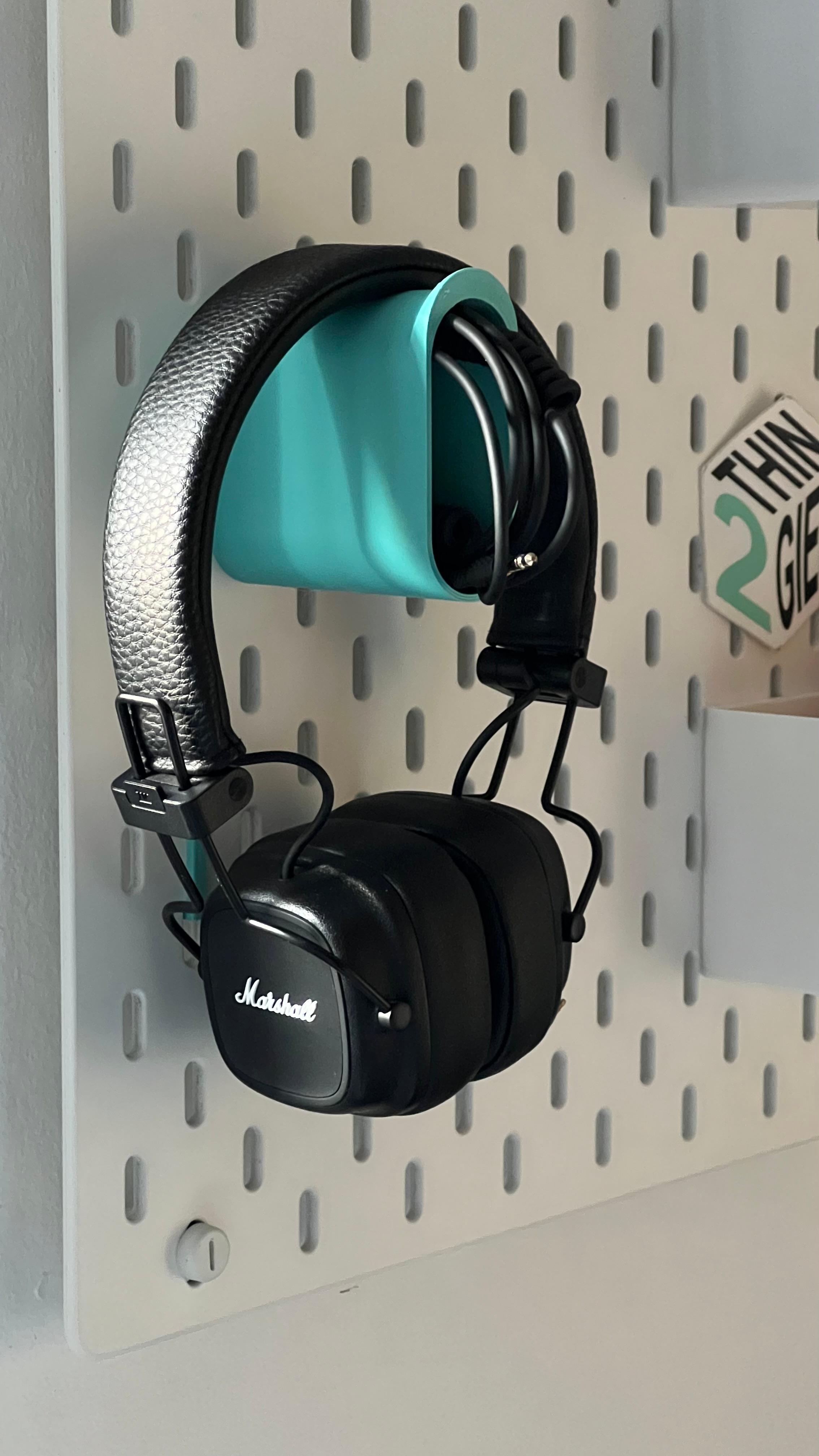 Headphones holder with cable storage | IKEA SKÅDIS | Wall mount 3d model