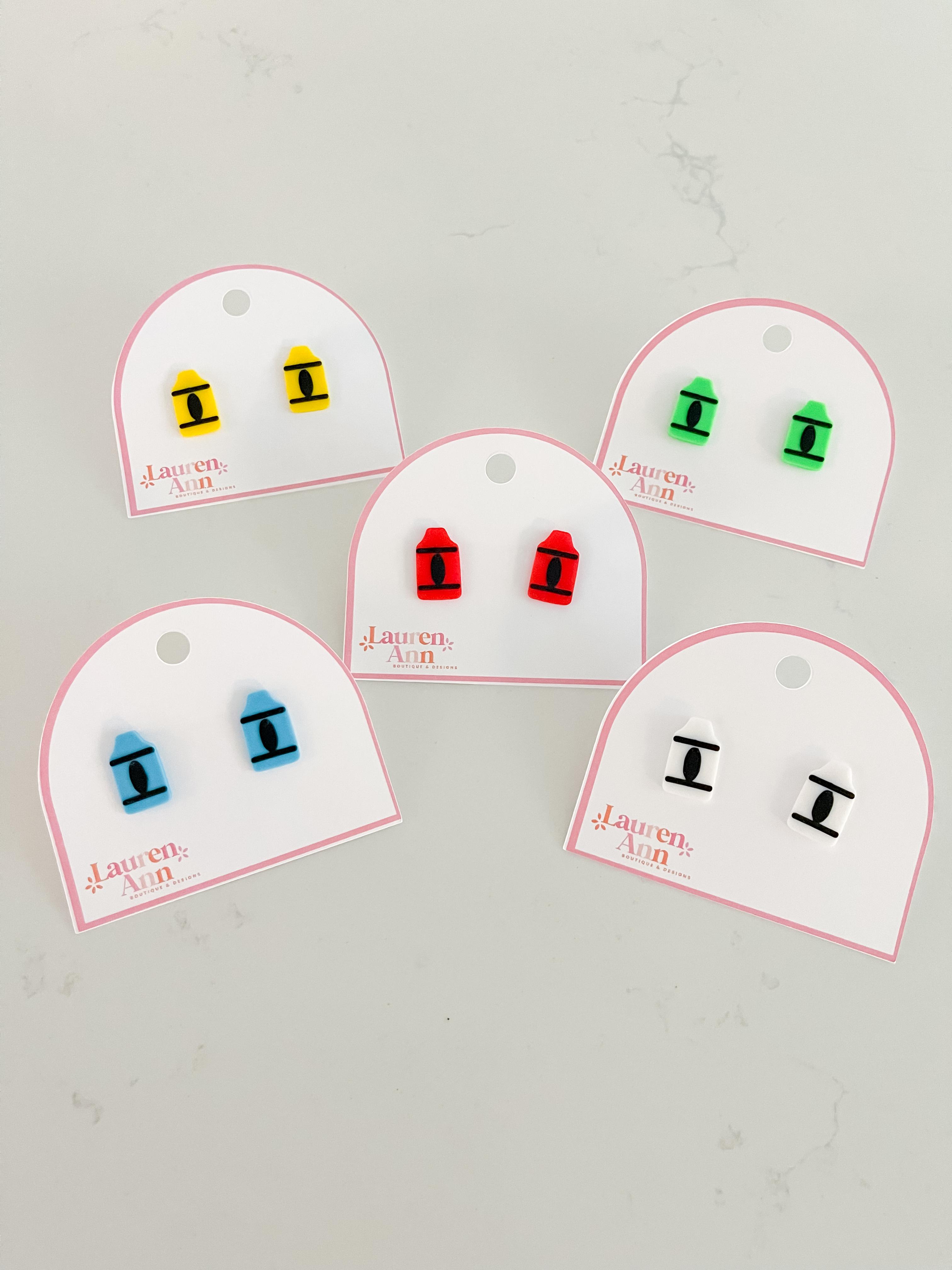 3D Printed Crayon Earrings STL File | Perfect for Teachers and Art Enthusiasts 3d model