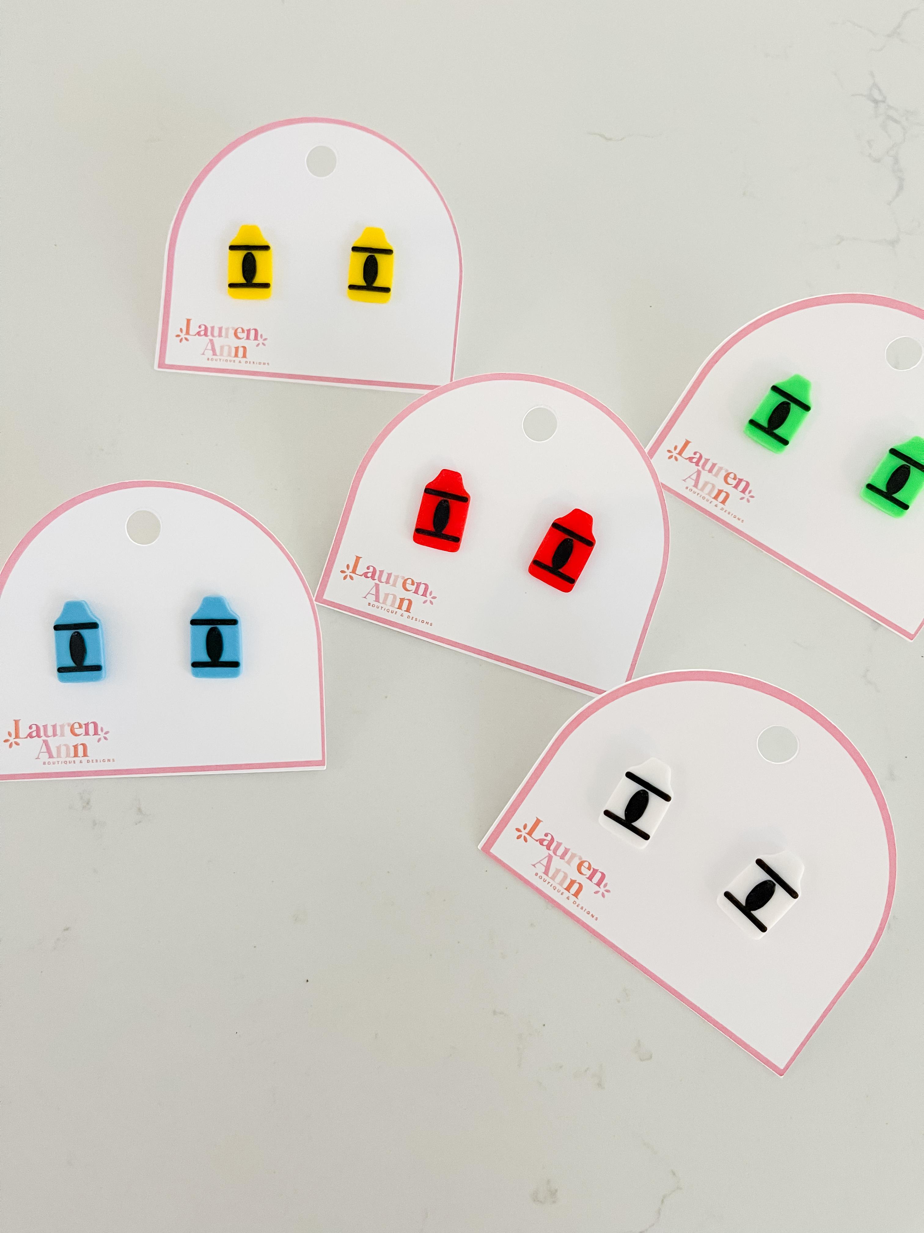 3D Printed Crayon Earrings STL File | Perfect for Teachers and Art Enthusiasts 3d model