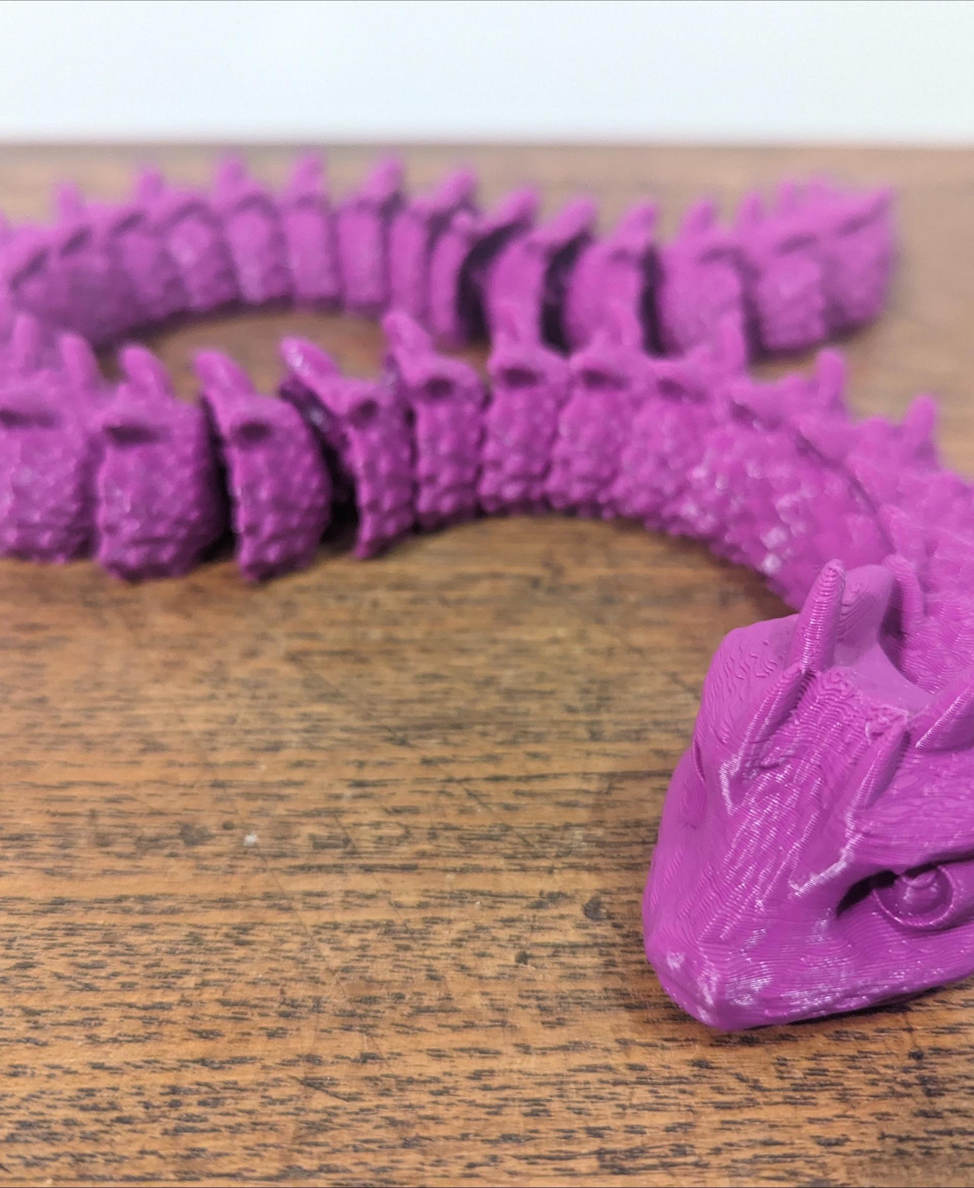 Baby Basilisk (Extra Long) - Articulated Snap-Flex Fidget (Medium Tightness Joints) - Baby Basilisk (Extra long) printed on the KP3SPROS1 in @AtomicFilament Perfect Purple - 3d model