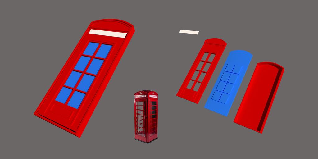 British Telephone Booth Inspired Door 3d model