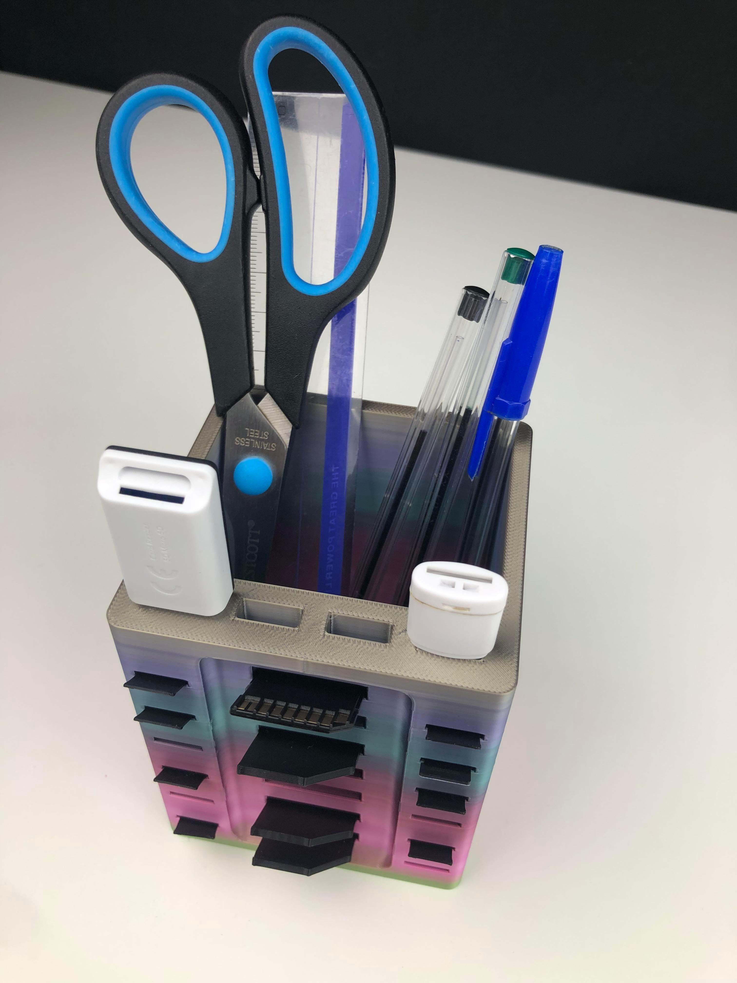 Stationary Organizer with USB/SD and Micro SD Holders 3d model