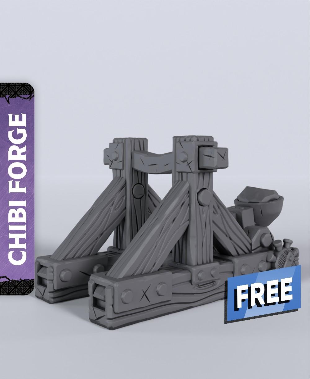 Chibi Catapult - With Free Dragon Warhammer - 5e DnD Inspired for RPG and Wargamers 3d model