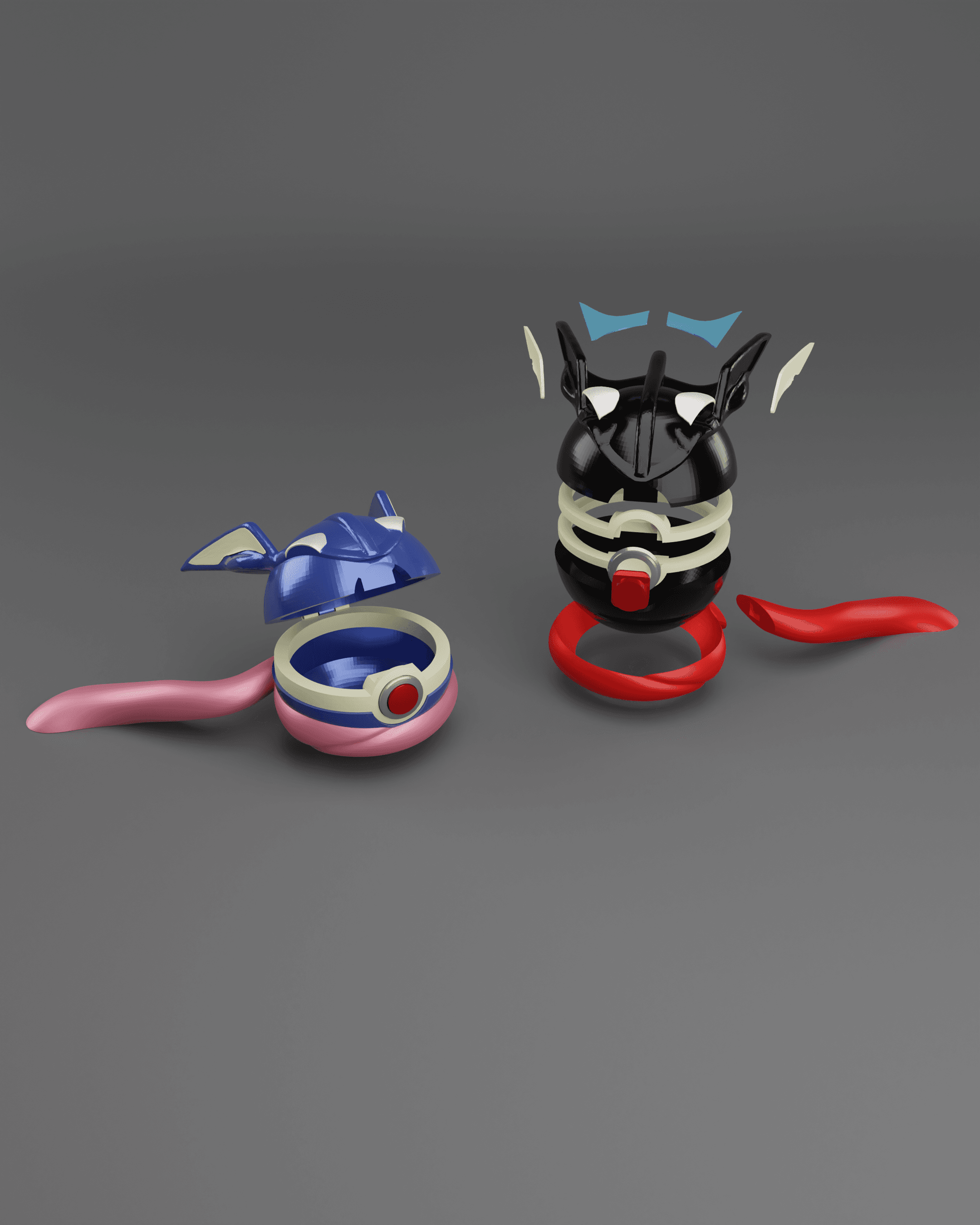 GreniBall Greninja Themed Opening Pokeball - Fan Art 3d model