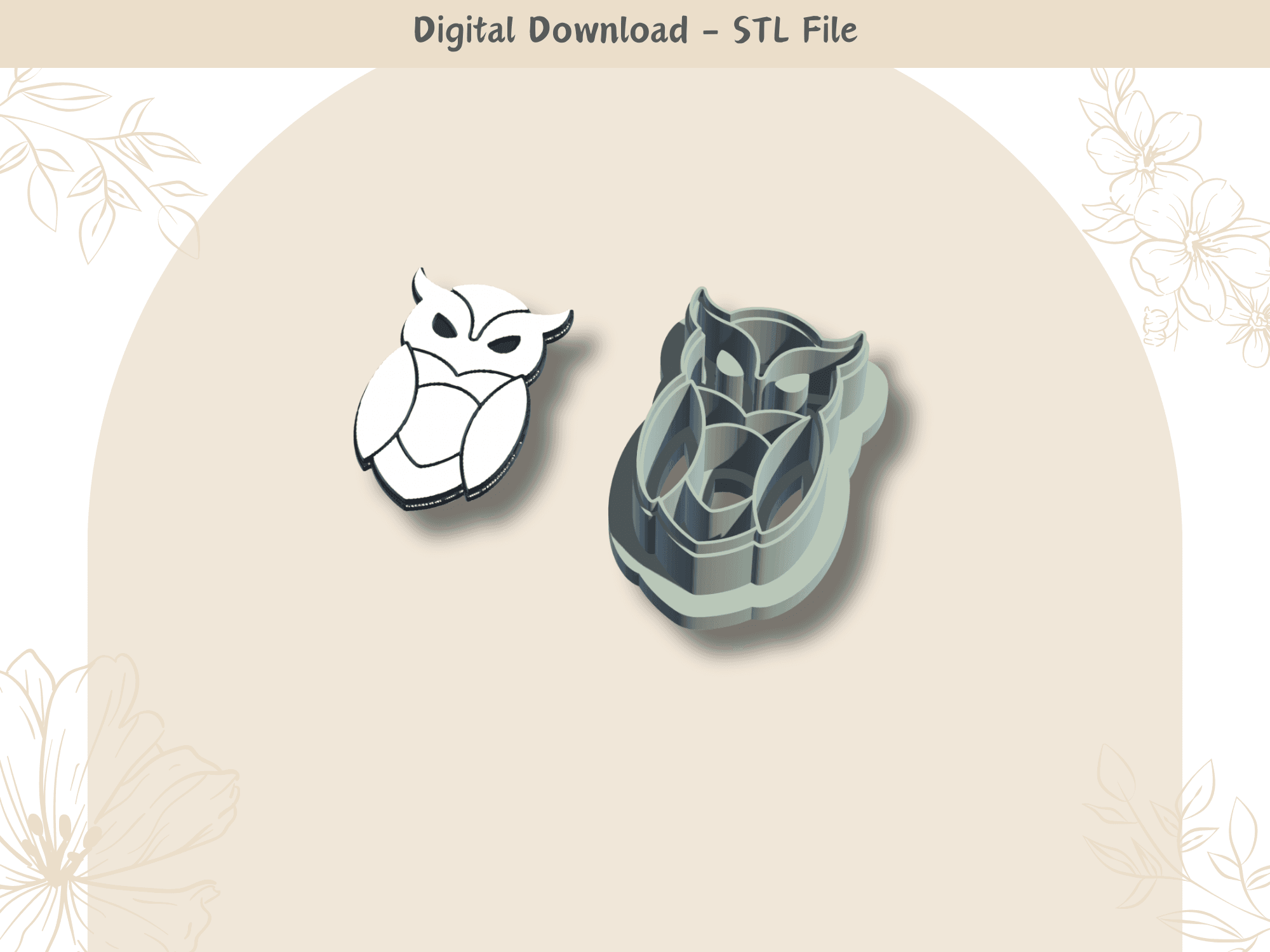 Halloween Owl Clay Cutter for Polymer Clay | Digital STL File | Clay Tools | 4 Sizes Halloween Clay  3d model