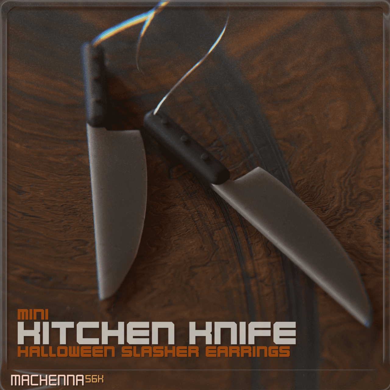 Mini Kitchen Knife Earrings | 80s Slasher Retro 3d model