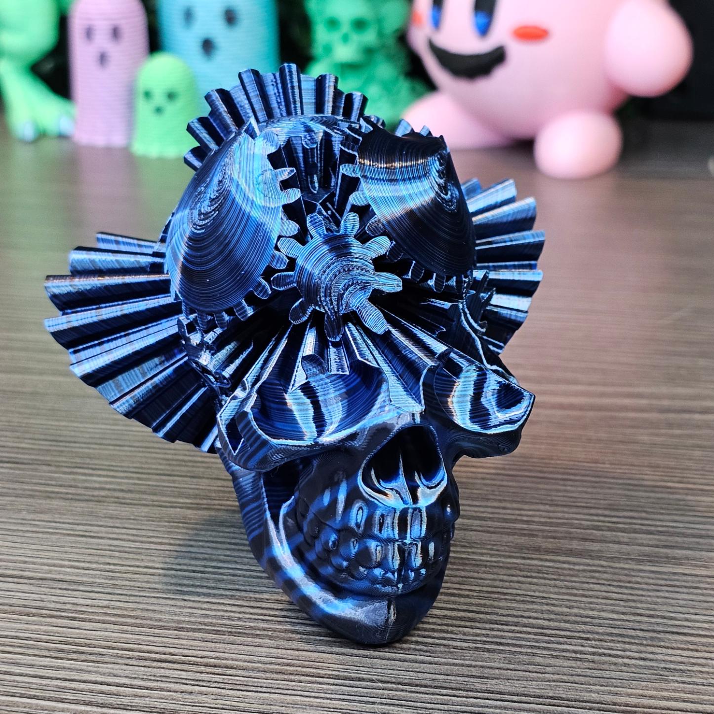 Gear Skull - Amazing Skull gear modeled by Ruven Bals and Kekreationsart! Printed with Amolen Black/Blue dual color PLA on the Bambu lab x1 carbon - 3d model