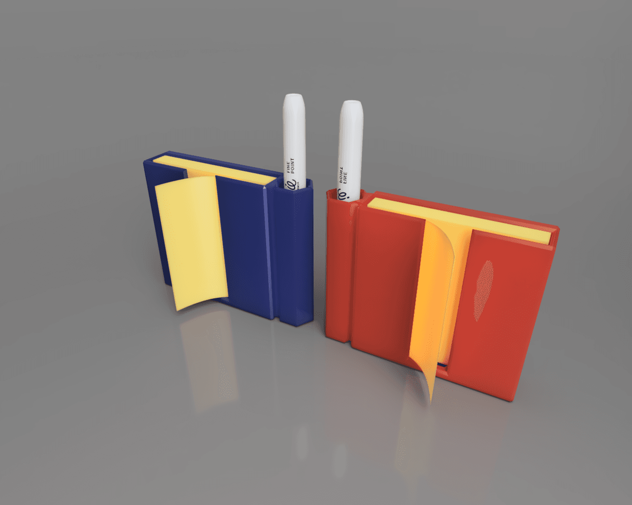 Z Post-It notes and pen holder fridge magnet  3d model