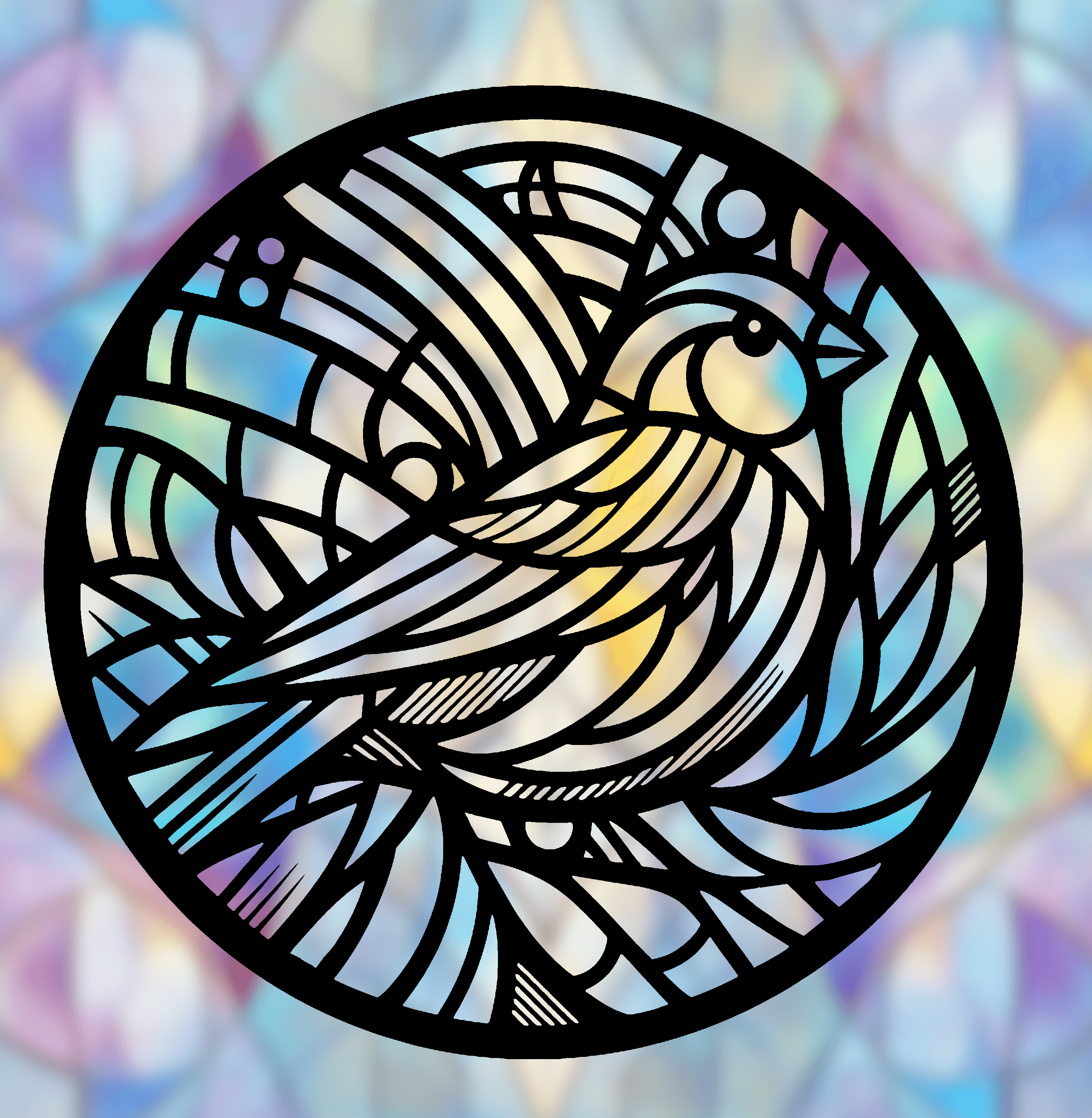 Canary Bird Mandala Art – 2D geometric wallart (Stained Glass Style) 3d model