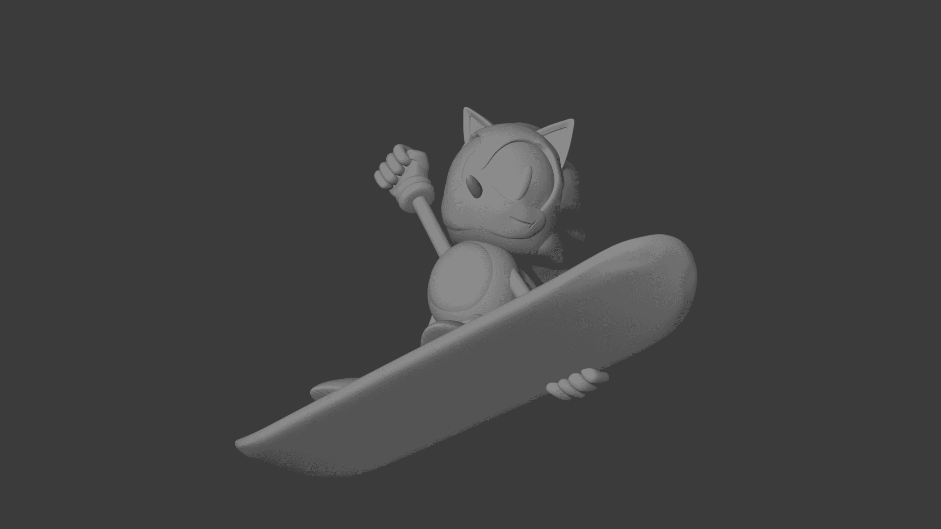 Sonic the Hedgehog Snowboard Statue Fan Art 3d model