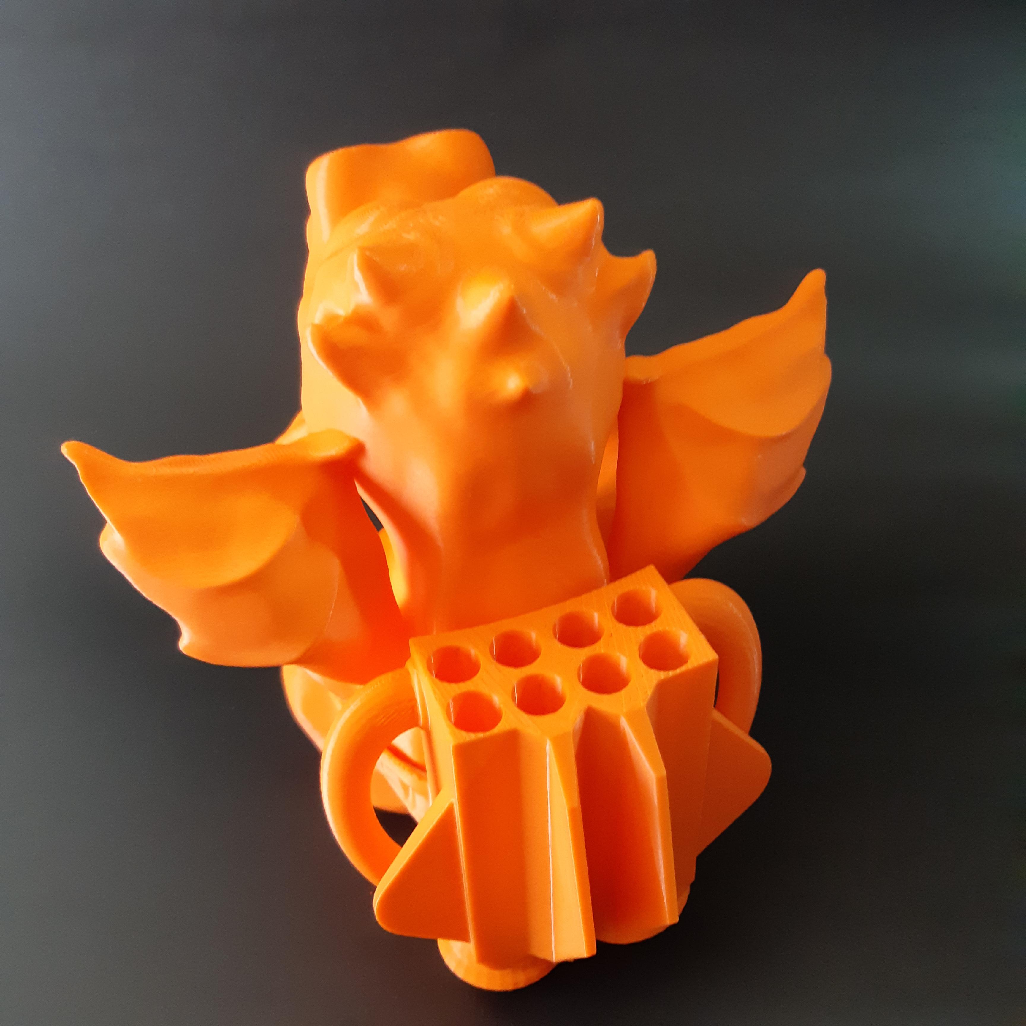 DRAGON WITH JET PACK CRAYON / PENCIL HOLDER - PRINT IN PLACE - SUPPORT FREE 3d model