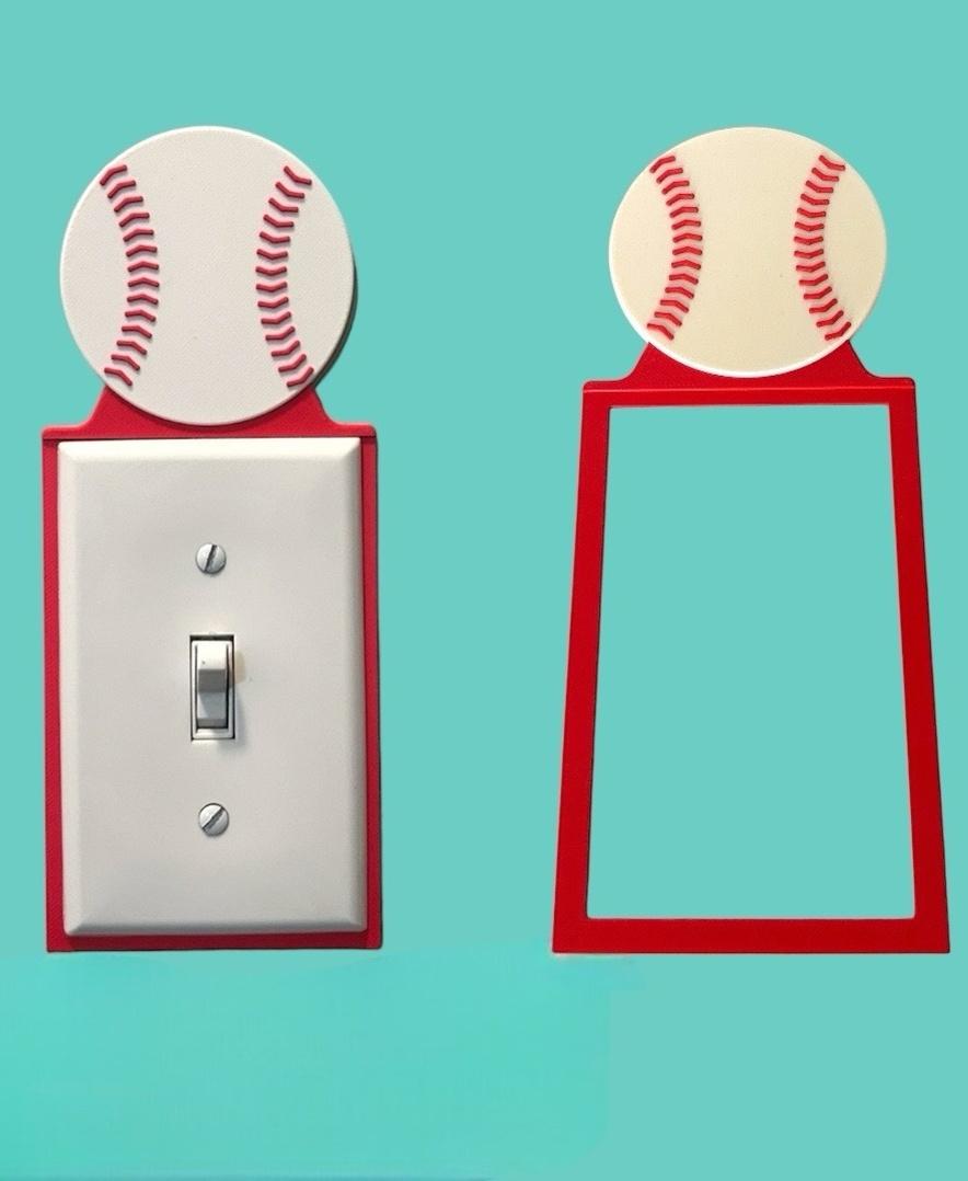 Baseball Light Switch Backer 3d model