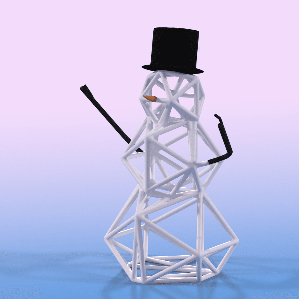 Grid Snowman Sculpture - Christmas decor 3d model