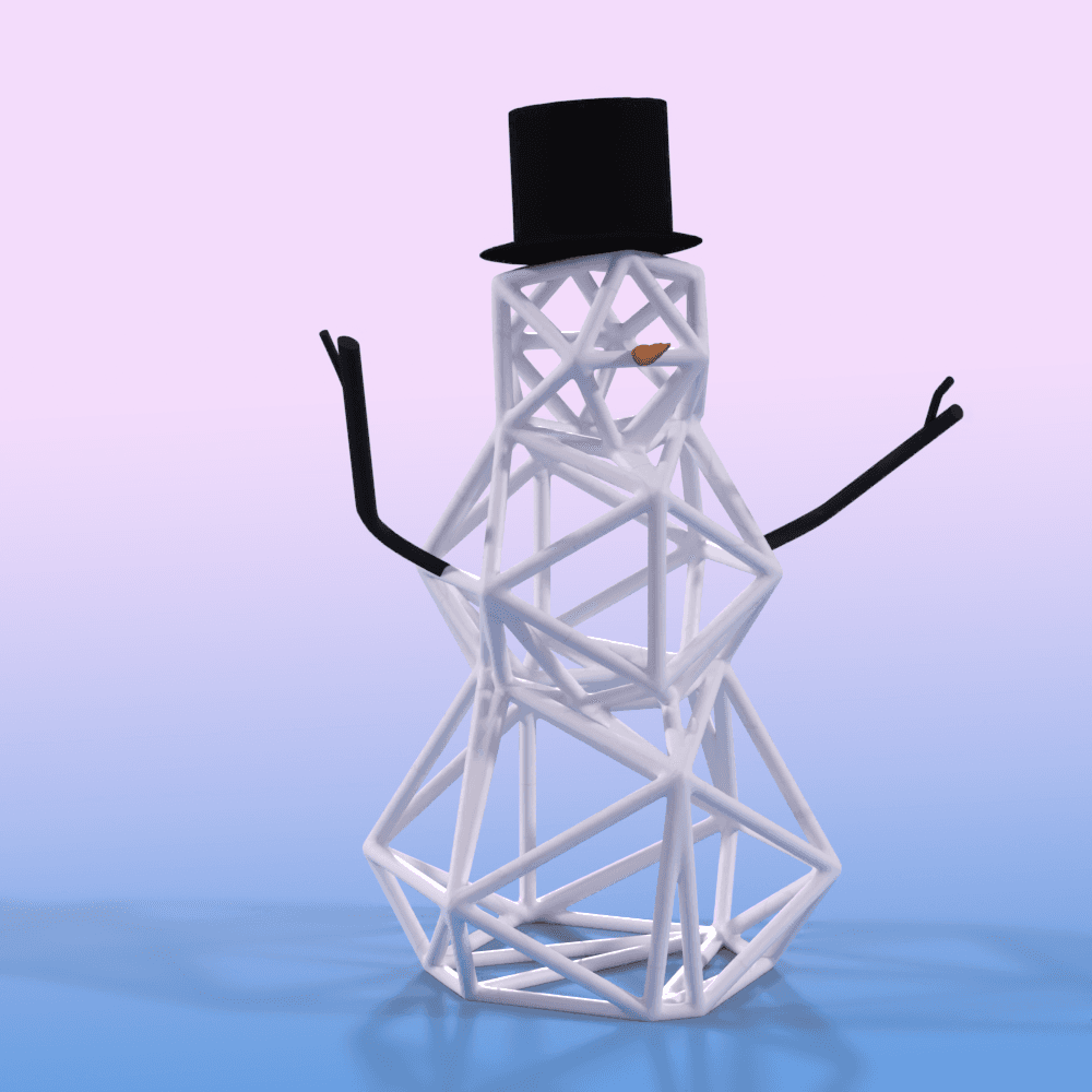 Grid Snowman Sculpture - Christmas decor 3d model