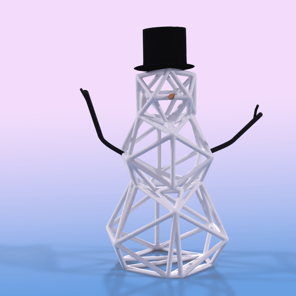 Grid Snowman Sculpture - Christmas decor 3d model