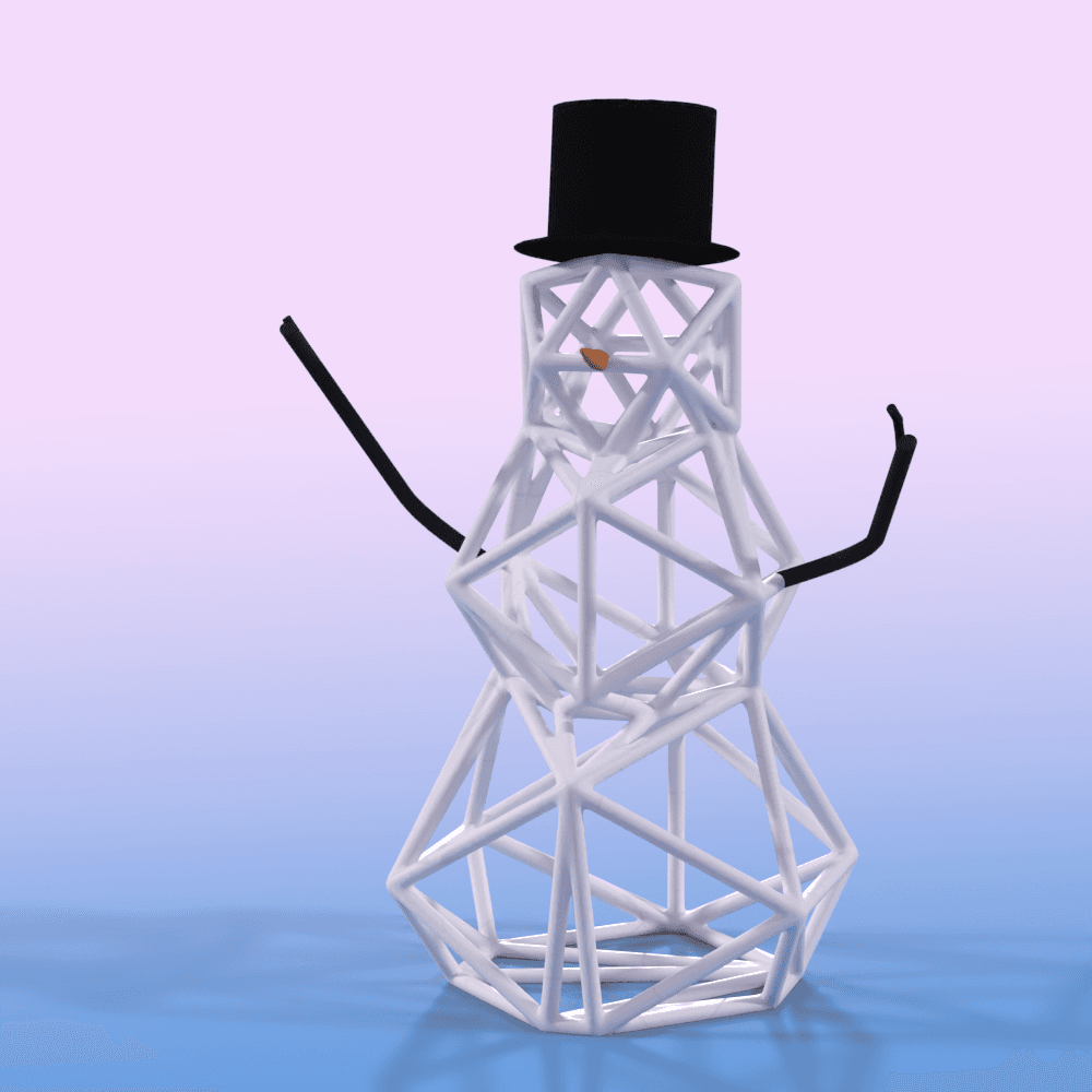 Grid Snowman Sculpture - Christmas decor 3d model