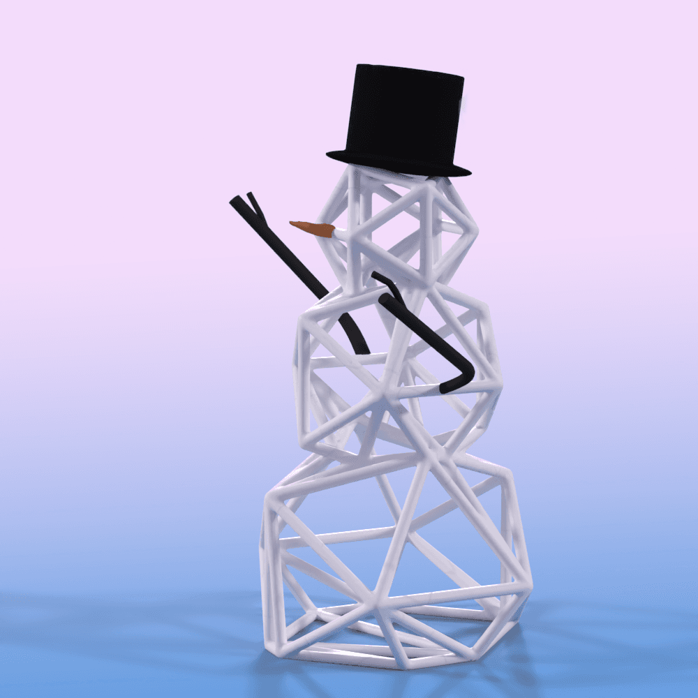 Grid Snowman Sculpture - Christmas decor 3d model